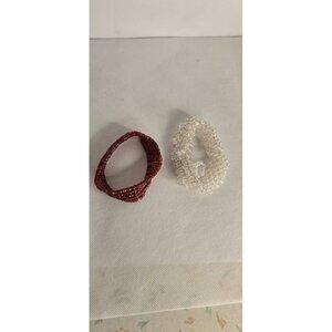RED Bracelet Costume Glass Bead Jewelry Small And White Small Stretch One